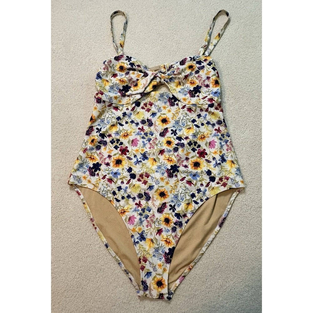 Old Navy One Piece Womens XL Wild Flower Print Cut Out Swimsuit Removable Straps
